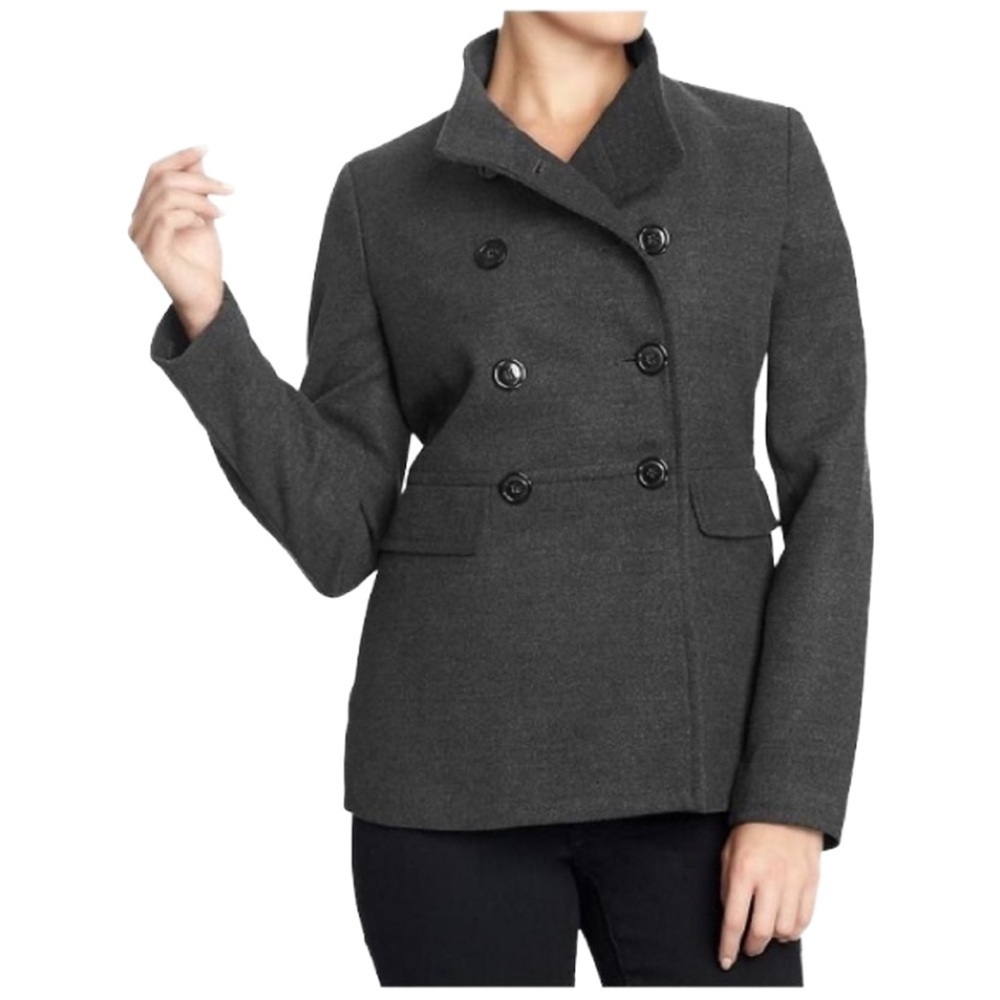 OLD NAVY MILITARY STYLE PEACOAT JACKET - GRAY SIZE XL (NEW WITH TAGS) A23